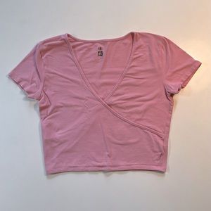 PacSun Me To We Pink V-Neck Faux Wrap Top (M)